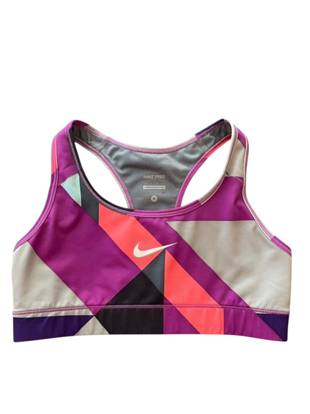 Nike Pro Multicolor Sports Bra. Small. Measurements in pictures. Not padded.